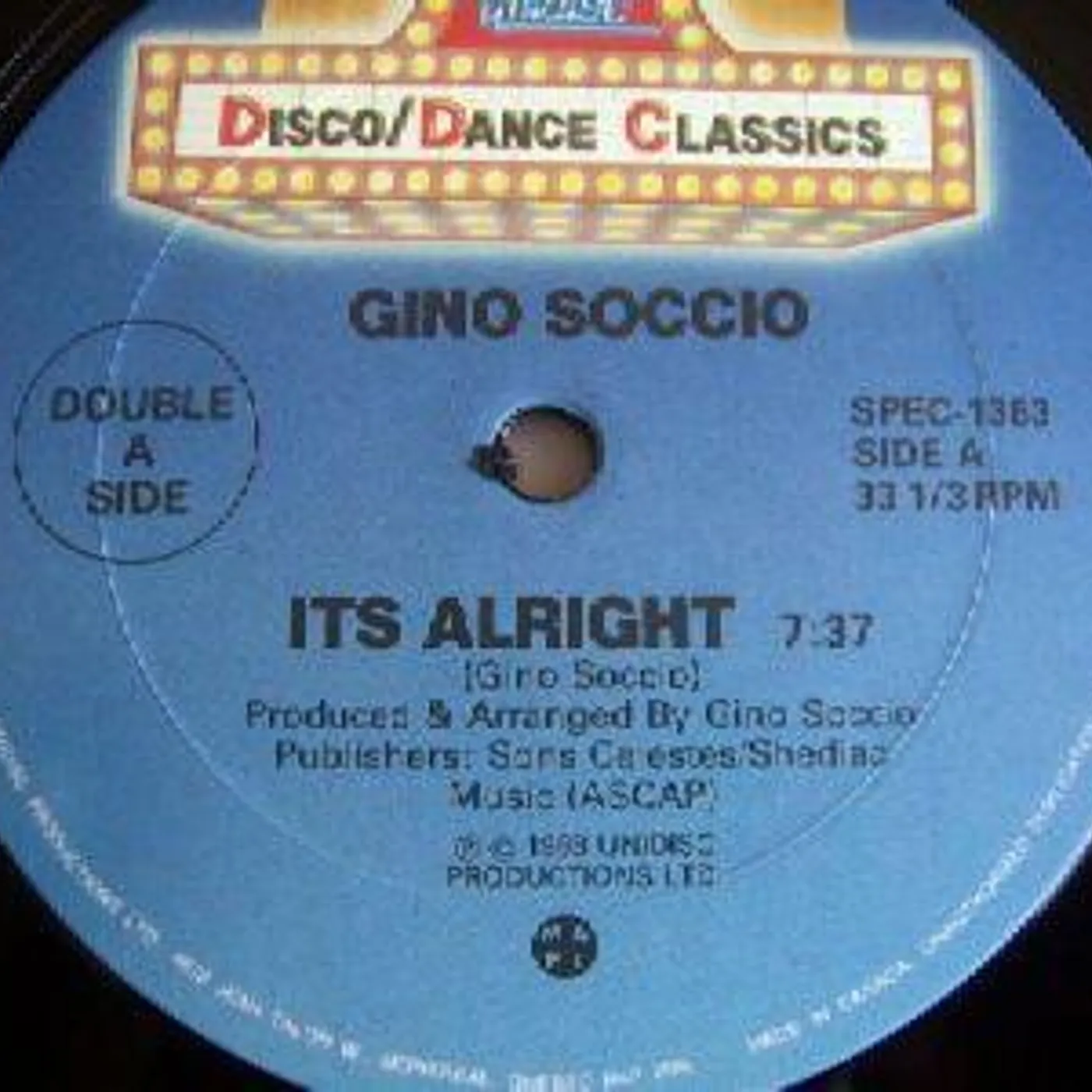 Gino Soccio IT'S ALRIGHT / TURN IT AROUND Vinyl Record - Canada Release