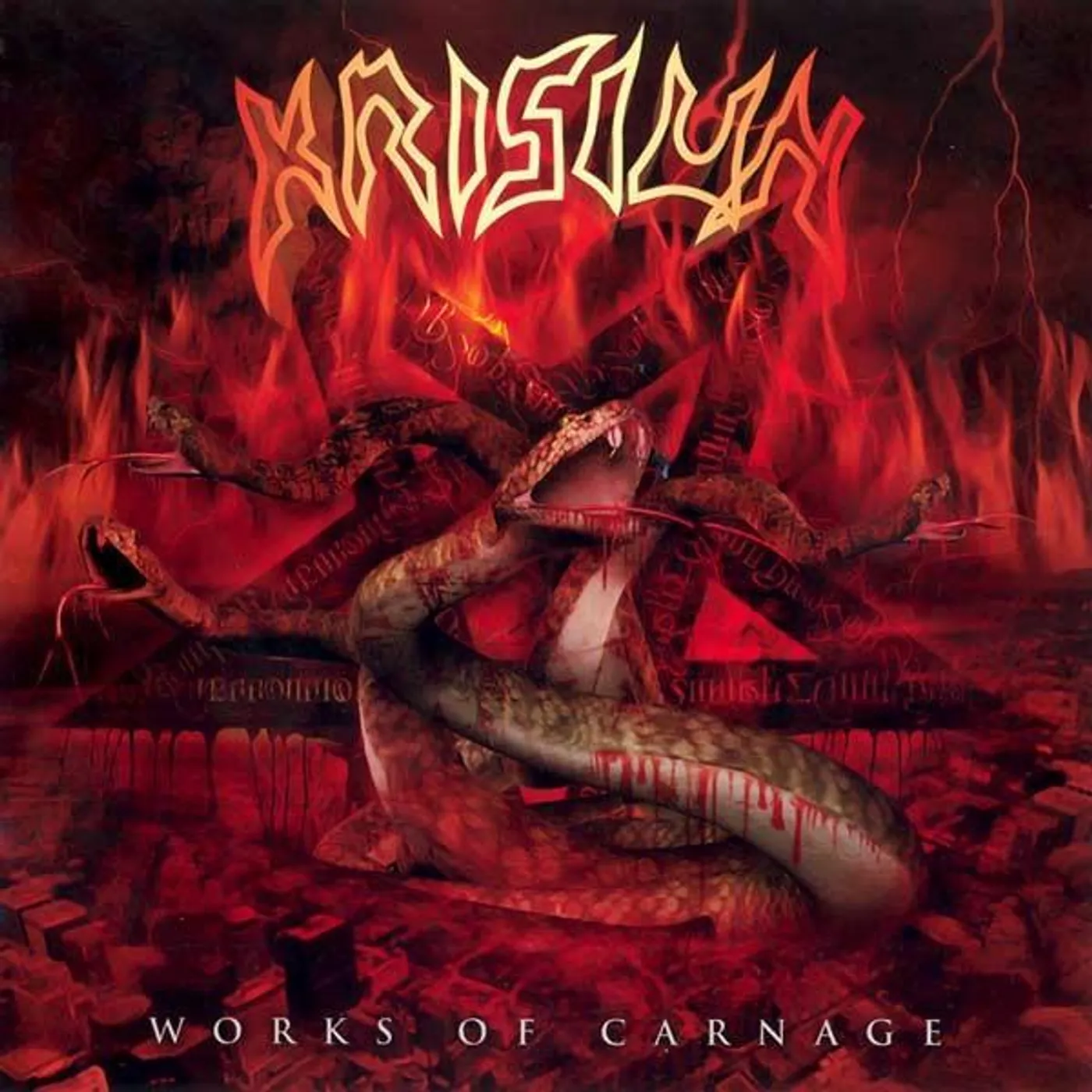Krisiun WORKS OF CARNAGE (TRANSPARENT RED VINYL) Vinyl Record