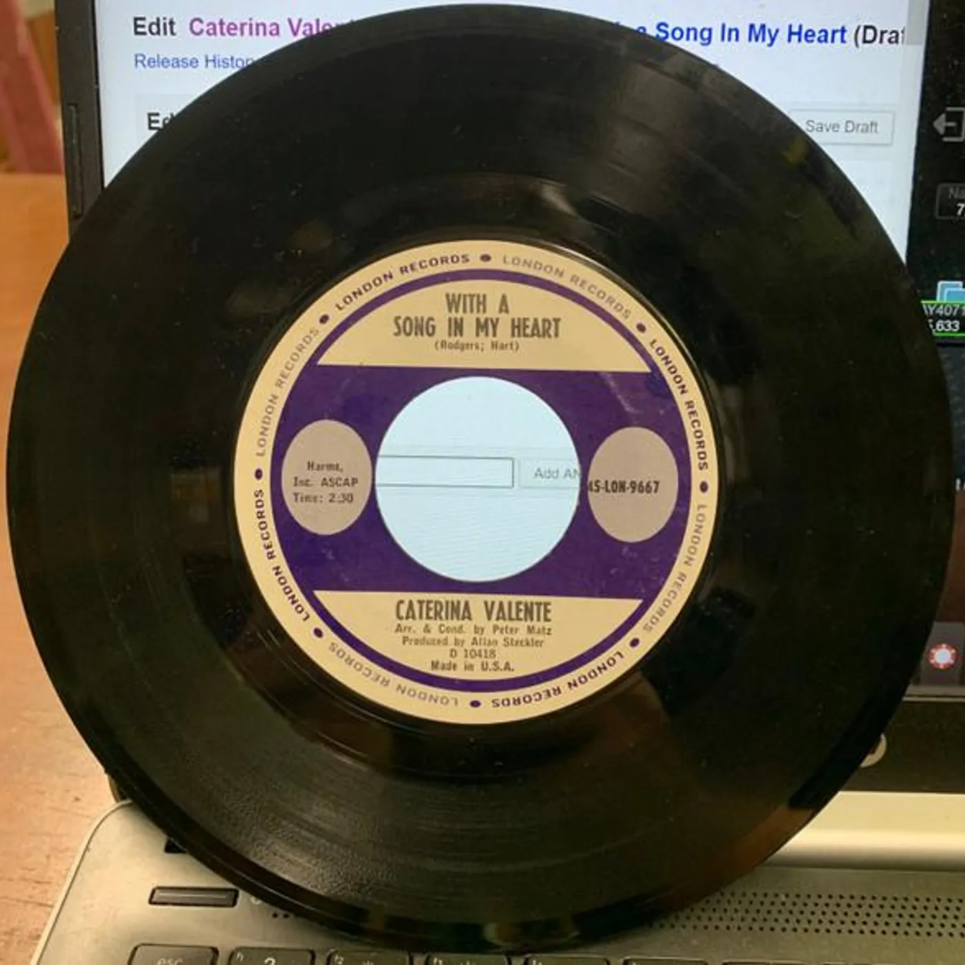 Caterina Valente WITH A SONG IN MY HEART CD