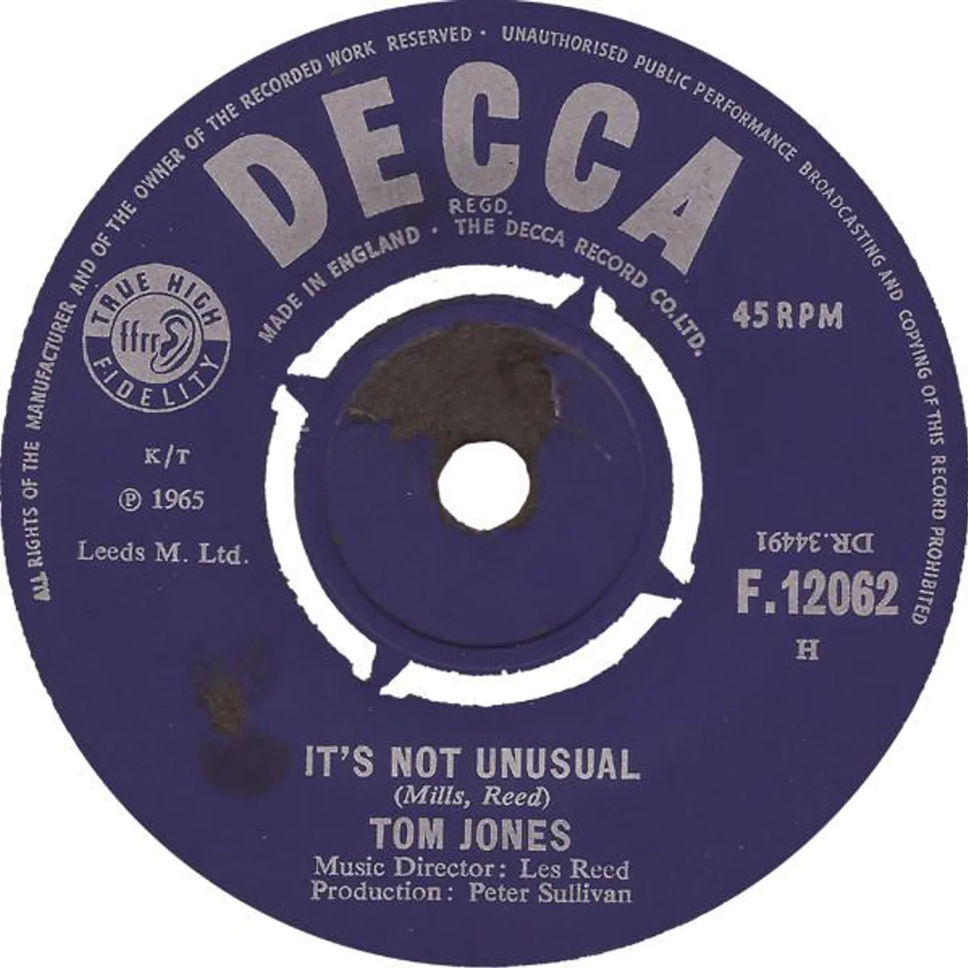 Tom Jones It's Not Unusual Vinyl Record