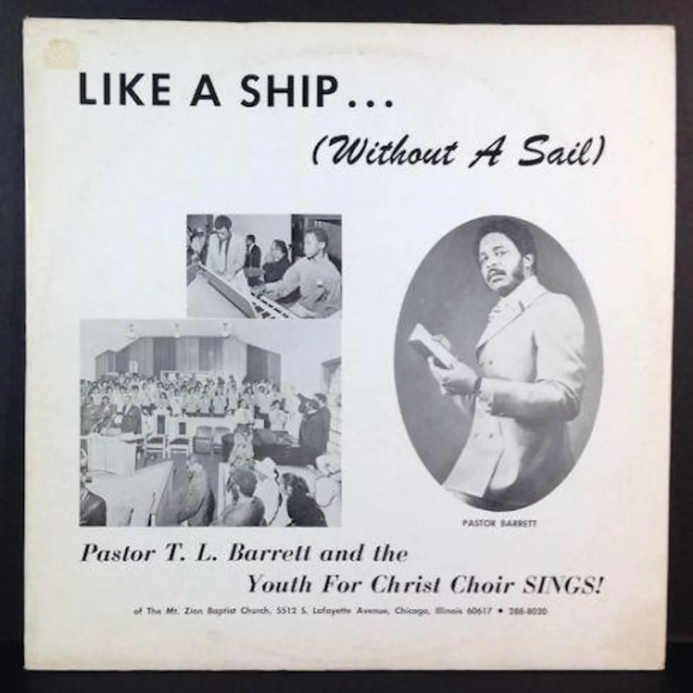 Pastor T.L. Barrett LIKE A SHIP (WITHOUT A SAIL) Vinyl Record