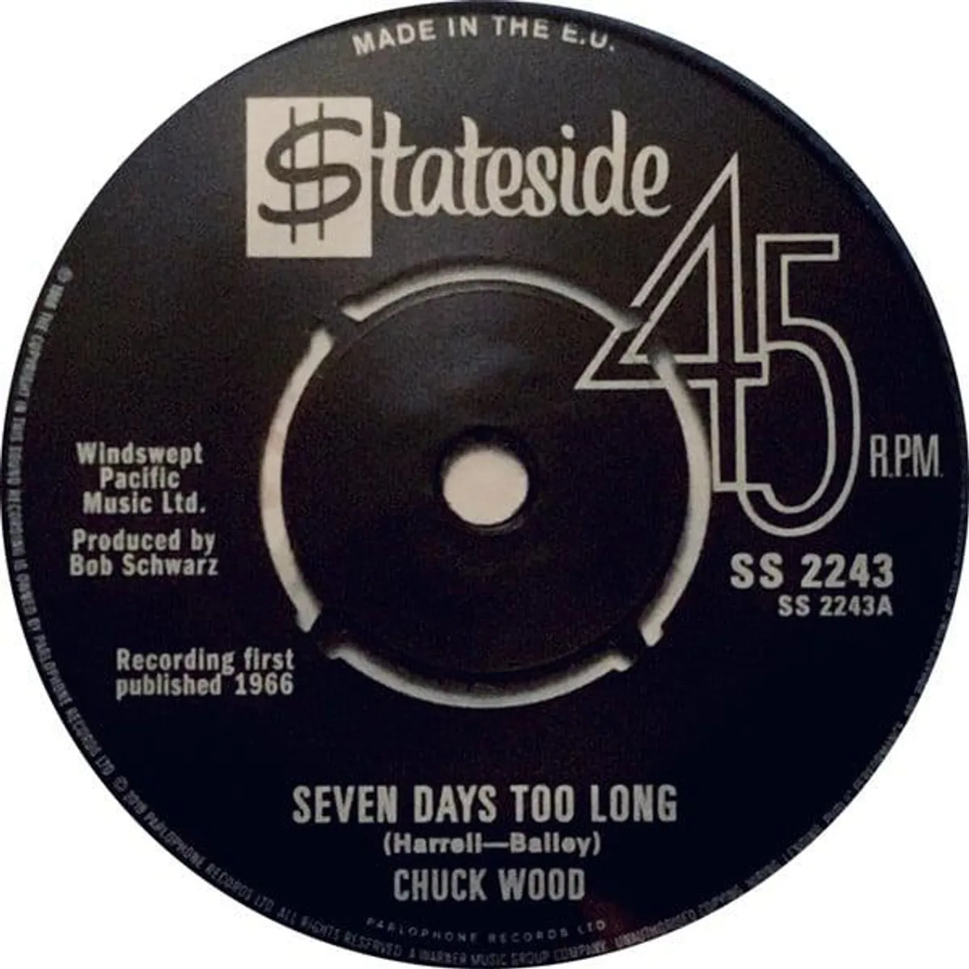 Chuck Woods / Casualeers SEVEN DAYS TOO LONG / DANCE DANCE DANCE Vinyl Record