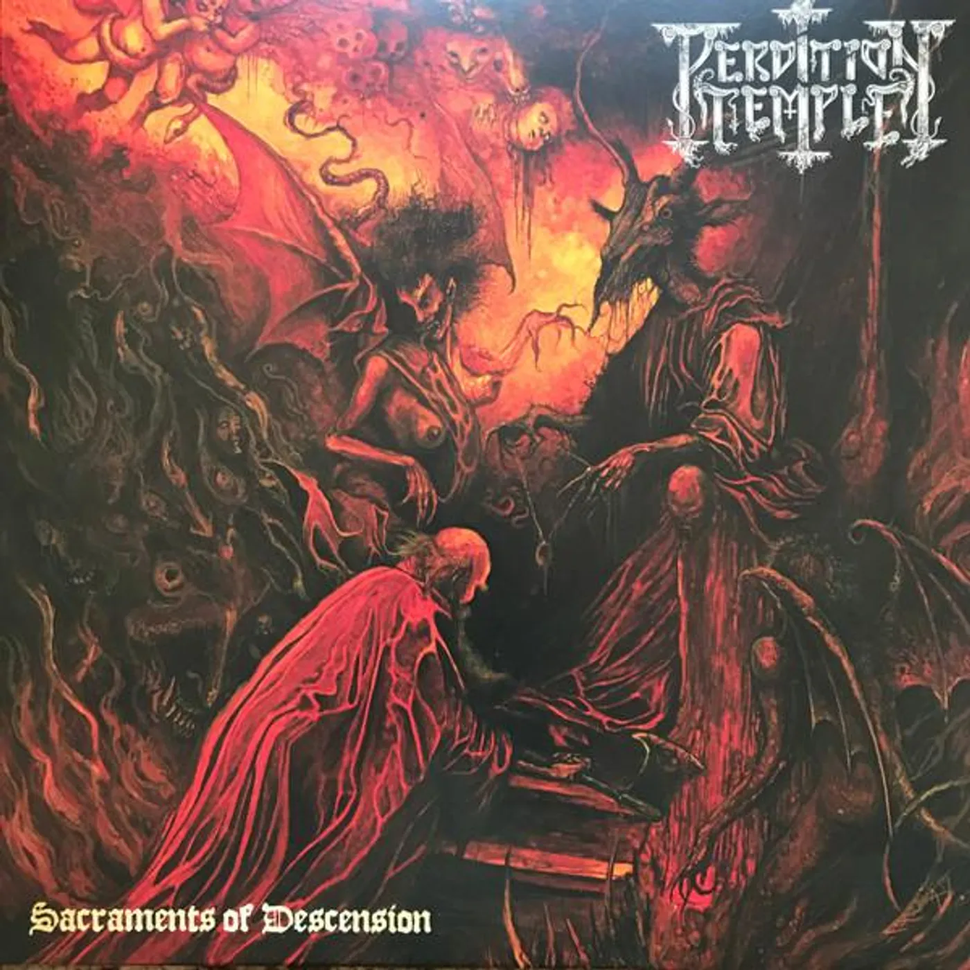 Perdition Temple SACRAMENTS OF DESCENSION (ORANGE & BLACK VINYL) Vinyl Record