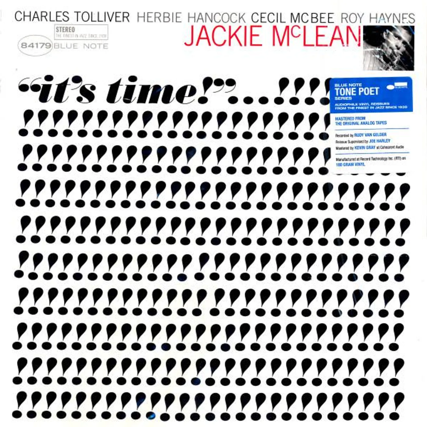 Jackie McLean IT'S TIME (BLUE NOTE TONE POET SERIES) Vinyl Record