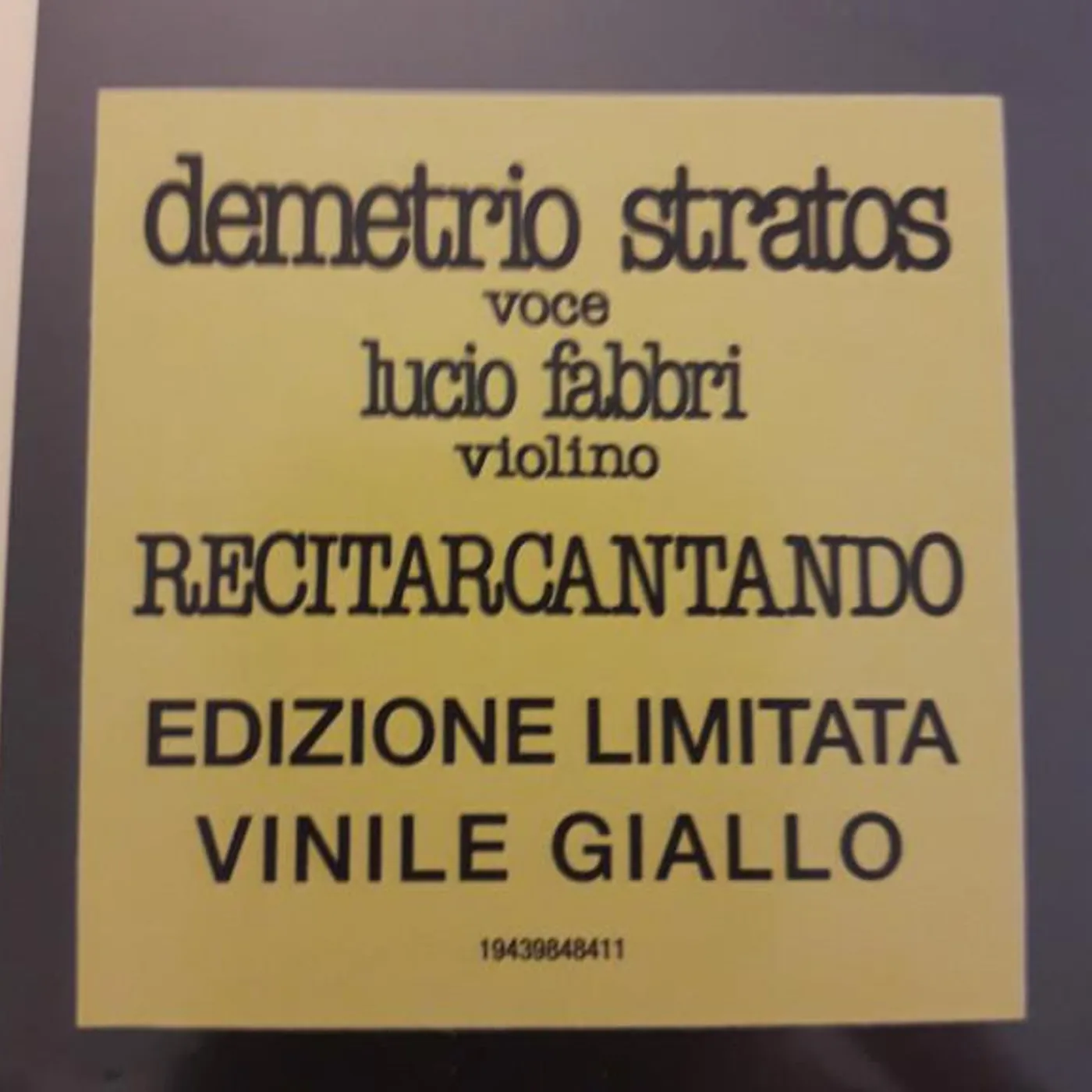 Demetrio Stratos RECITARCANTANDO: CREMONA 21 SETTEMBRE 1978 Vinyl Record