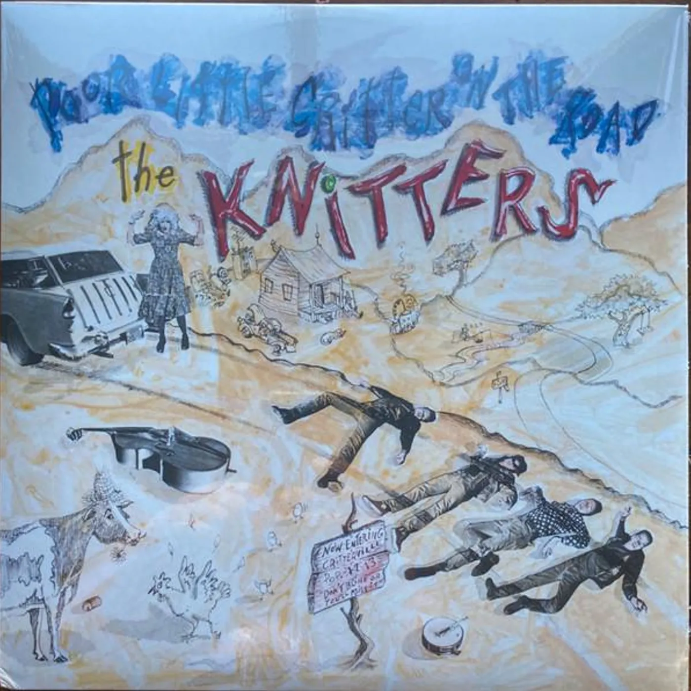 The Knitters POOR LITTLE CRITTER ON THE ROAD (BLUE VINYL) (I) Vinyl Record