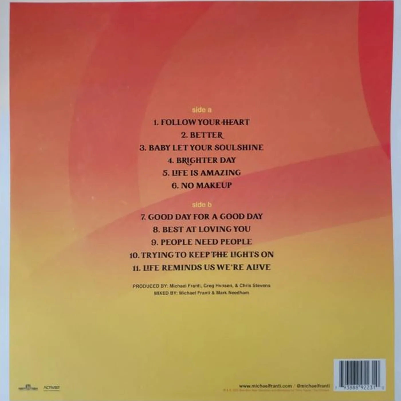 Michael Franti & Spearhead Follow Your Heart Vinyl Record