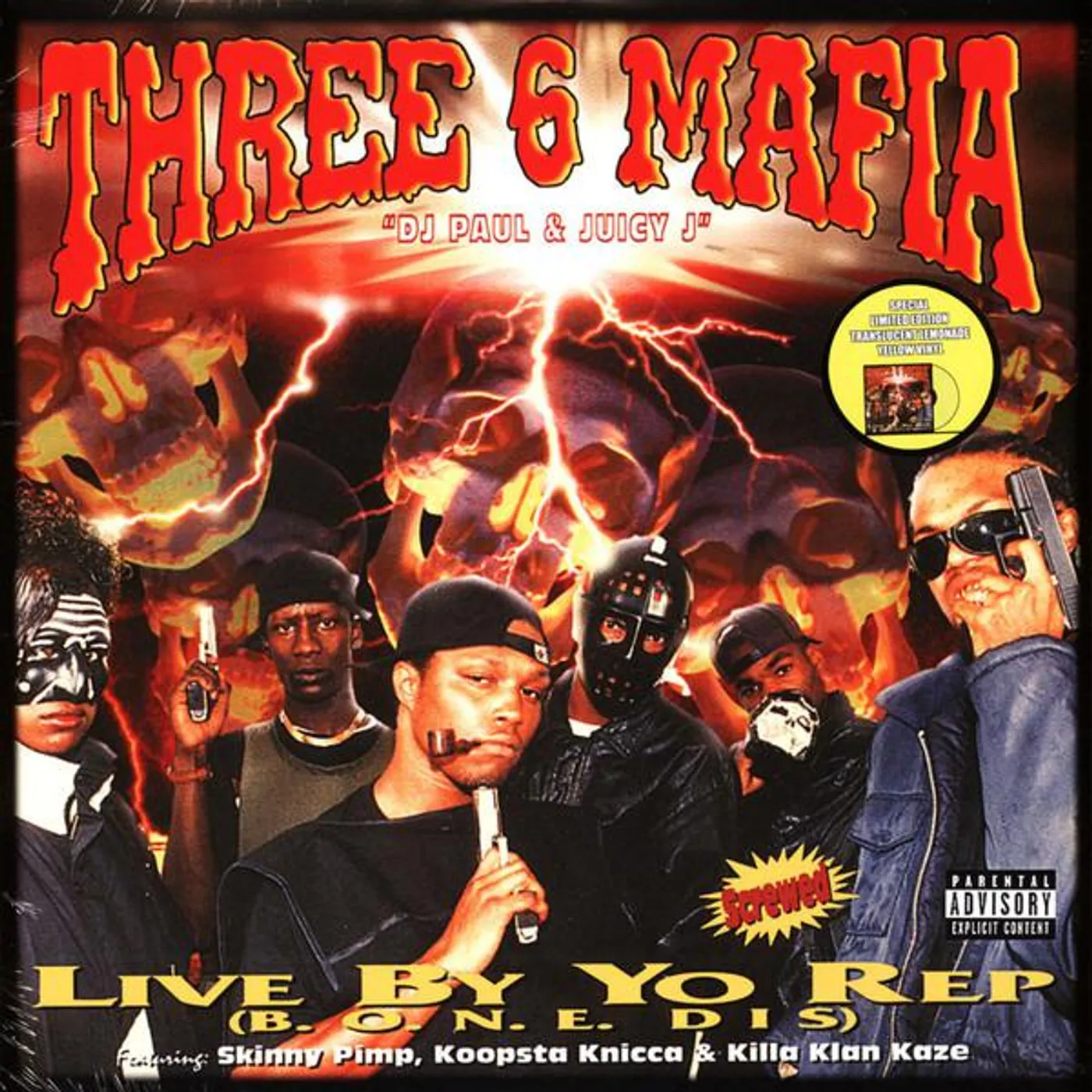 Three 6 Mafia Live By Yo Rep (Translucent Lemonade Yellow) Vinyl Record
