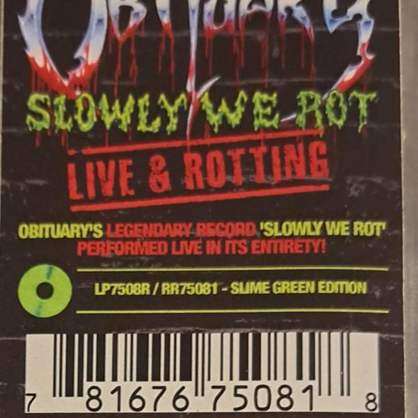 Obituary SLOWLY WE ROT (SLIME GREEN VINYL) Vinyl Record