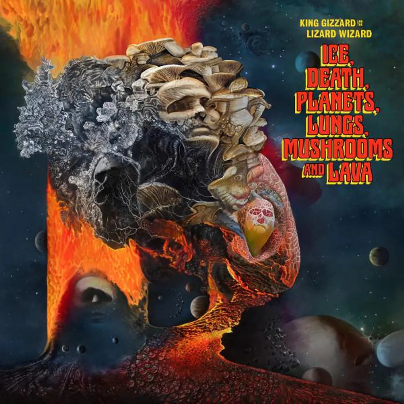 King Gizzard & The Lizard Wizard ICE, DEATH, PLANETS, LUNGS, MUSHROOMS & LAVA (2LP/RECYCLED BLACK WAX VINYL) Vinyl Record