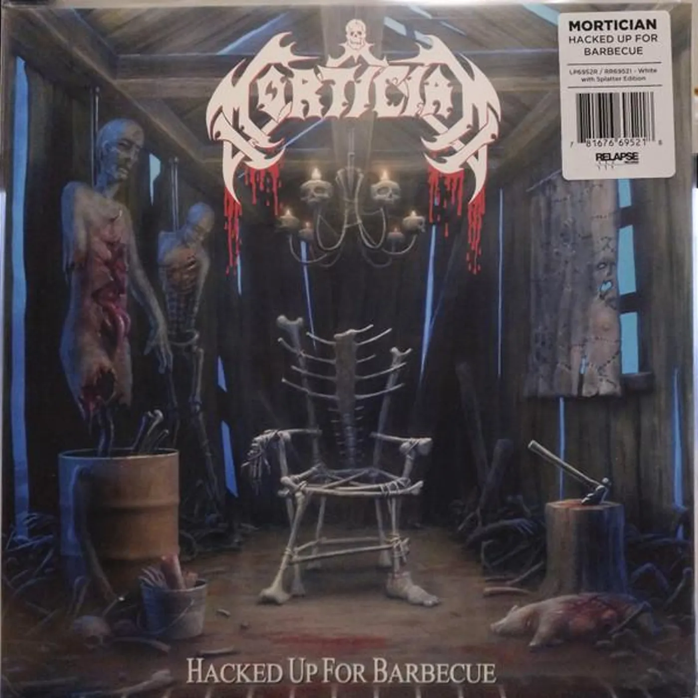 Mortician HACKED UP FOR BARBECUE (2LP/WHITE WITH SPLATTER VINYL) Vinyl Record