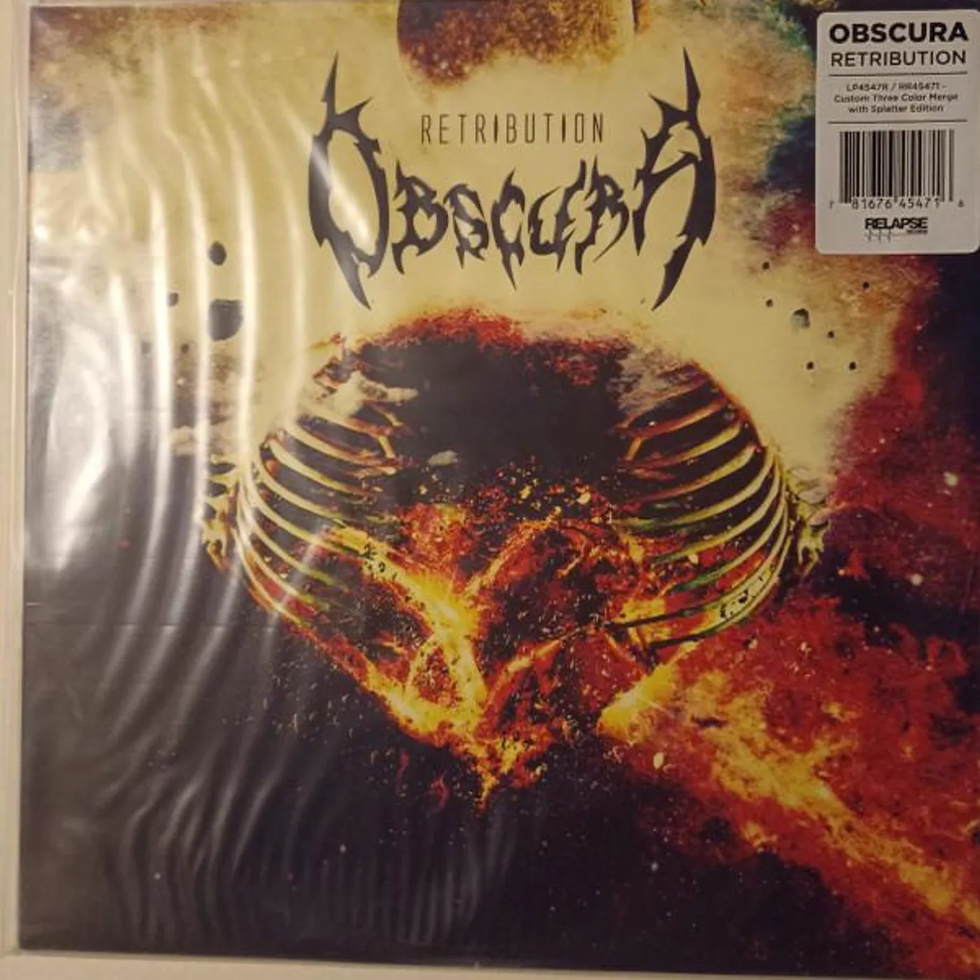 Obscura RETRIBUTION (BONE WHITE, RED & OLIVE GREEN MERGE W/ BONE WHITE, RED & OLIVE GREEN SPLATTER VINYL) Vinyl Record