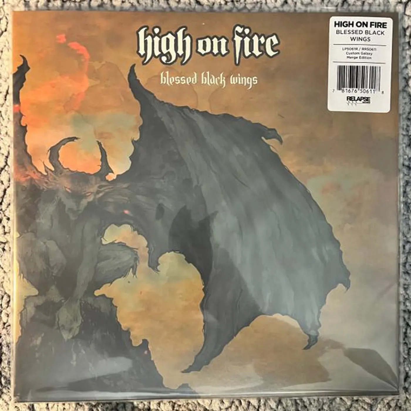 High On Fire BLESSED BLACK WINGS (AQUA BLUE & HALLOWEEN ORANGE GALAXY MERGE VINYL/2LP) Vinyl Record