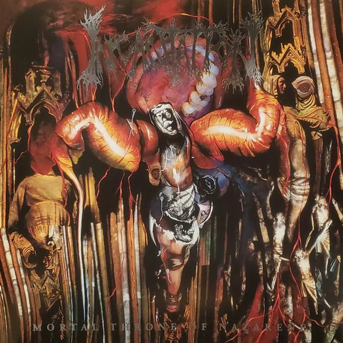 Incantation MORTAL THRONE OF NAZARENE (REISSUE) (CUSTOM RIPPLE VINYL) Vinyl Record