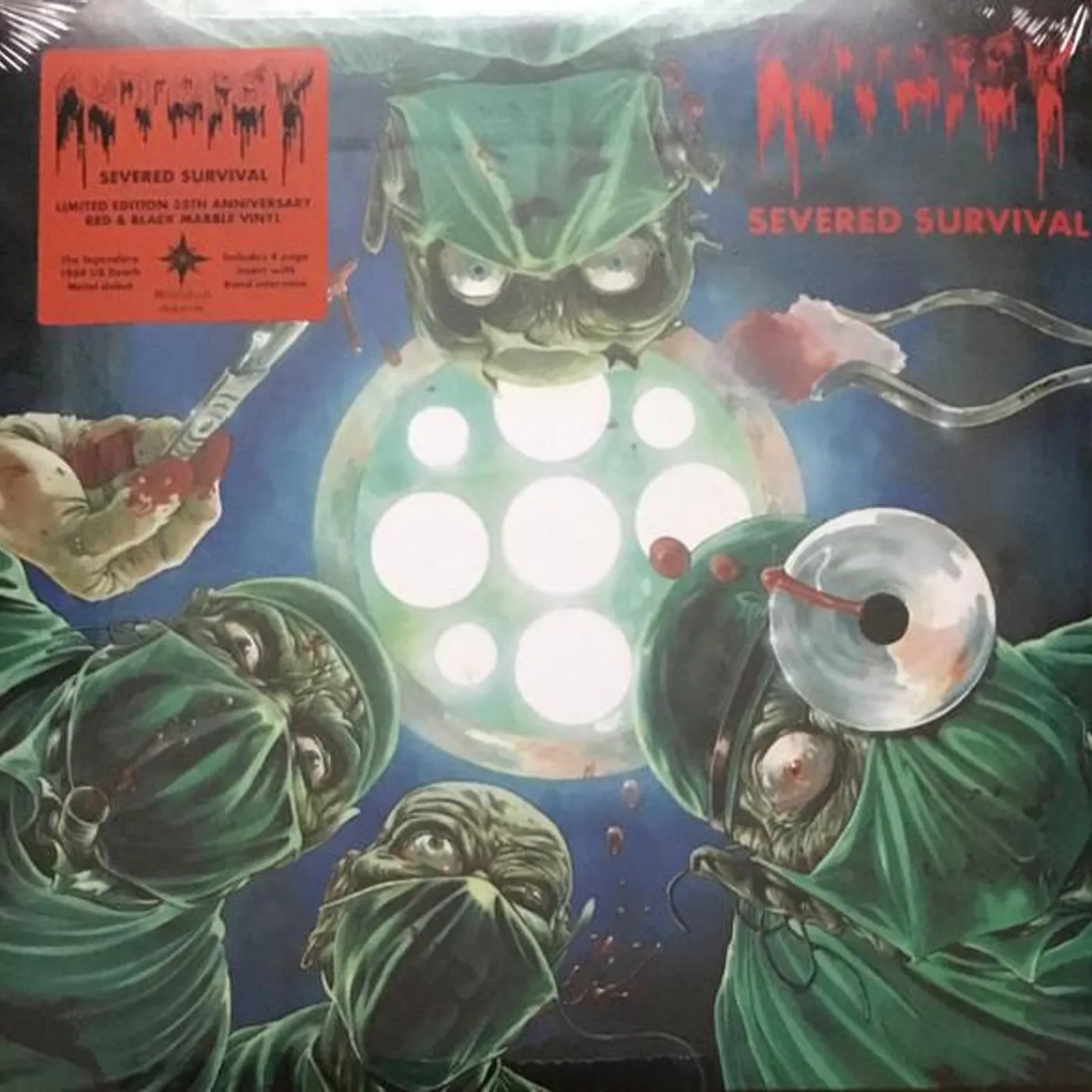 Autopsy SEVERED SURVIVAL (35TH ANNIVERSARY EDITION) (GREEN SLEEVE, RED , BLACK GORE VINYL) Vinyl Record