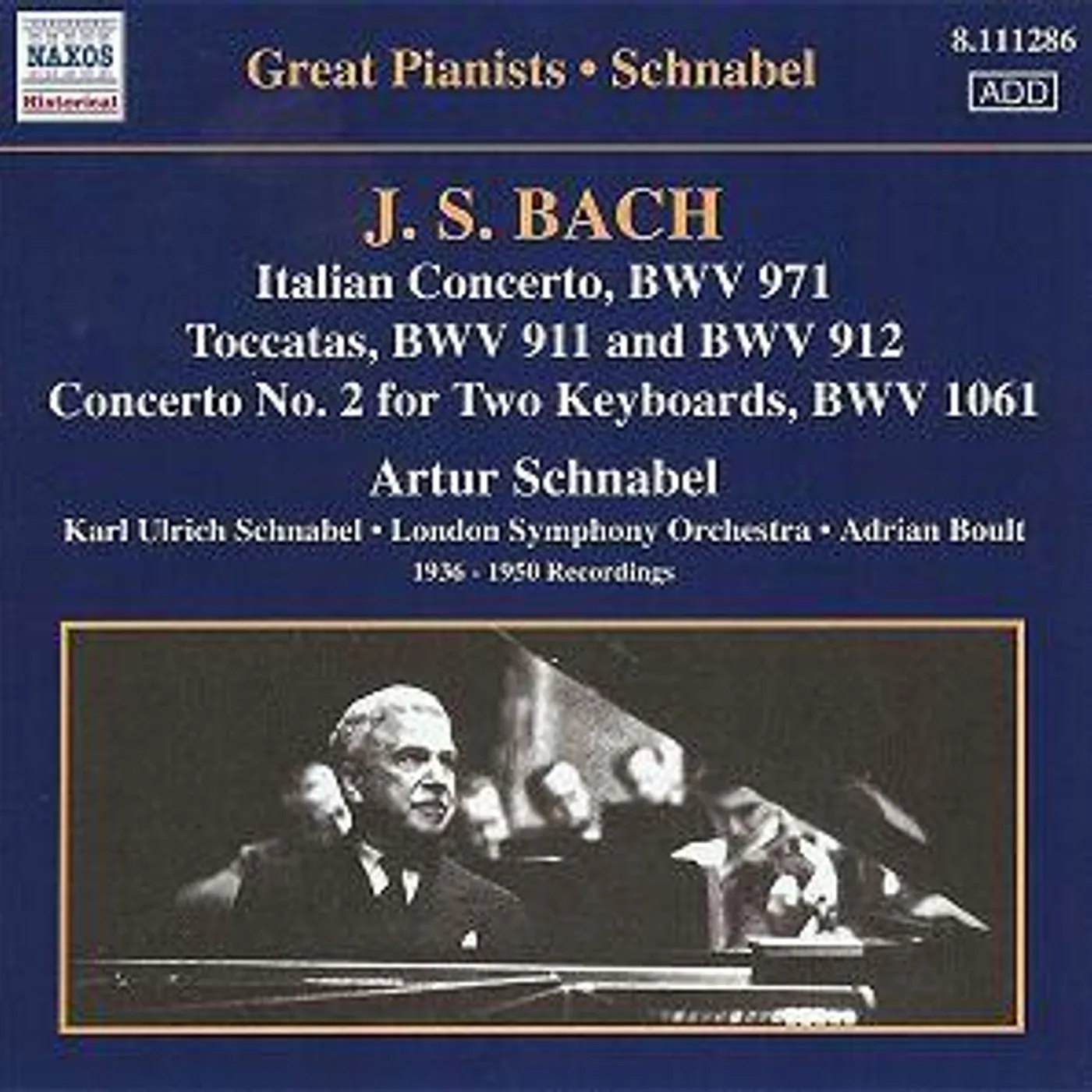 Artur Schnabel ITALIAN CONCERTO; TOCCATAS; CO CD