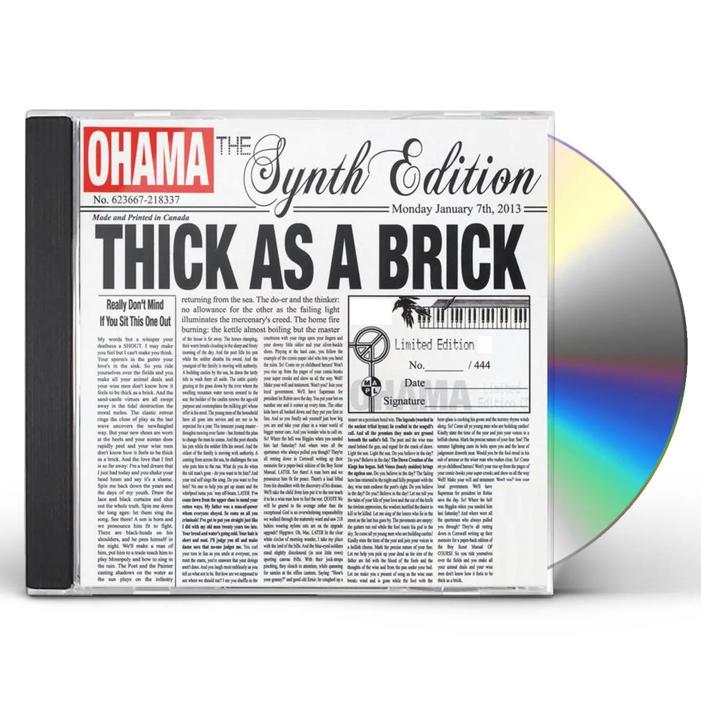 Ohama THICK AS A BRICK: SYNTH EDITION CD
