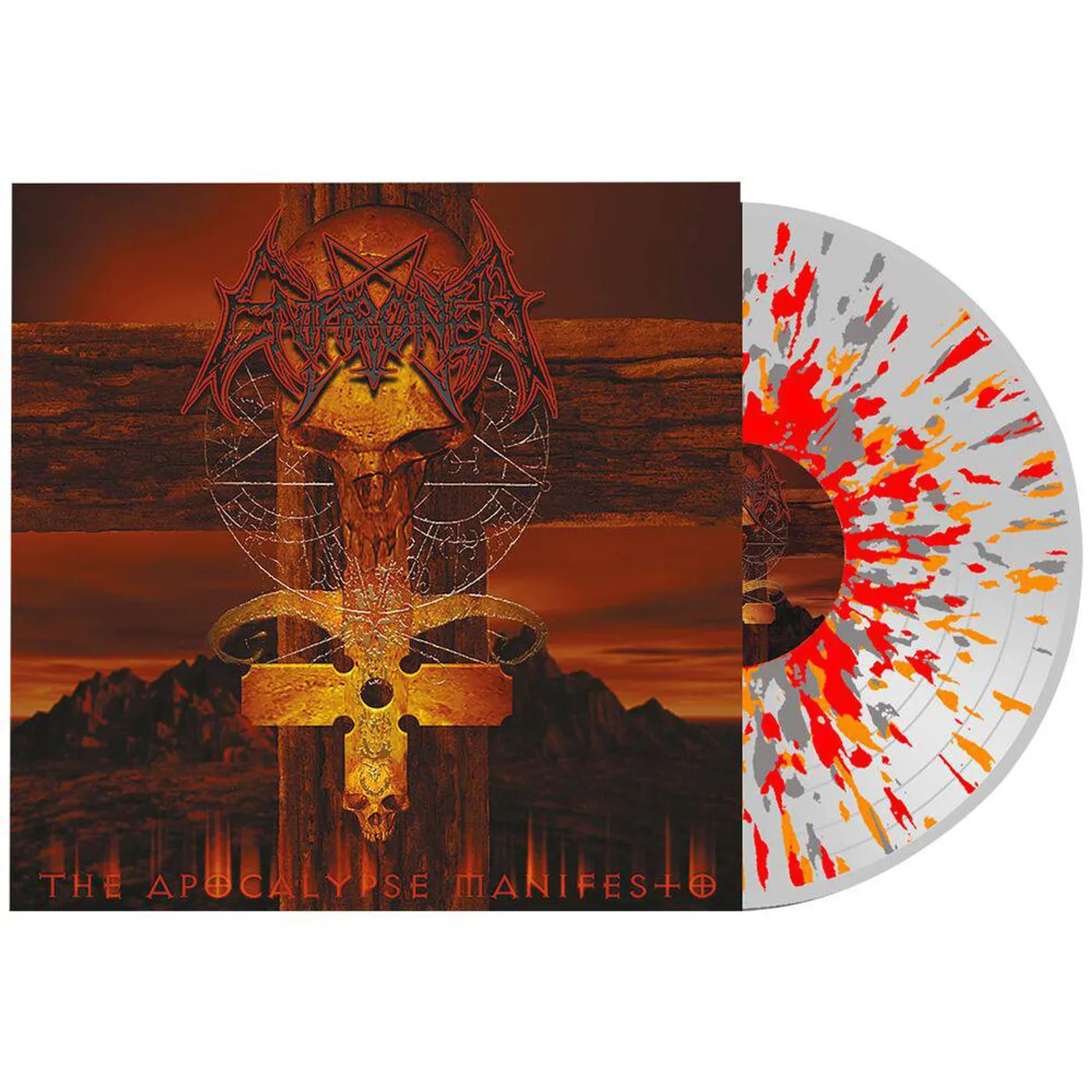 Enthroned Apocolypse Manifesto (Clear With Red/Orange/Grey Splatter) Vinyl Record