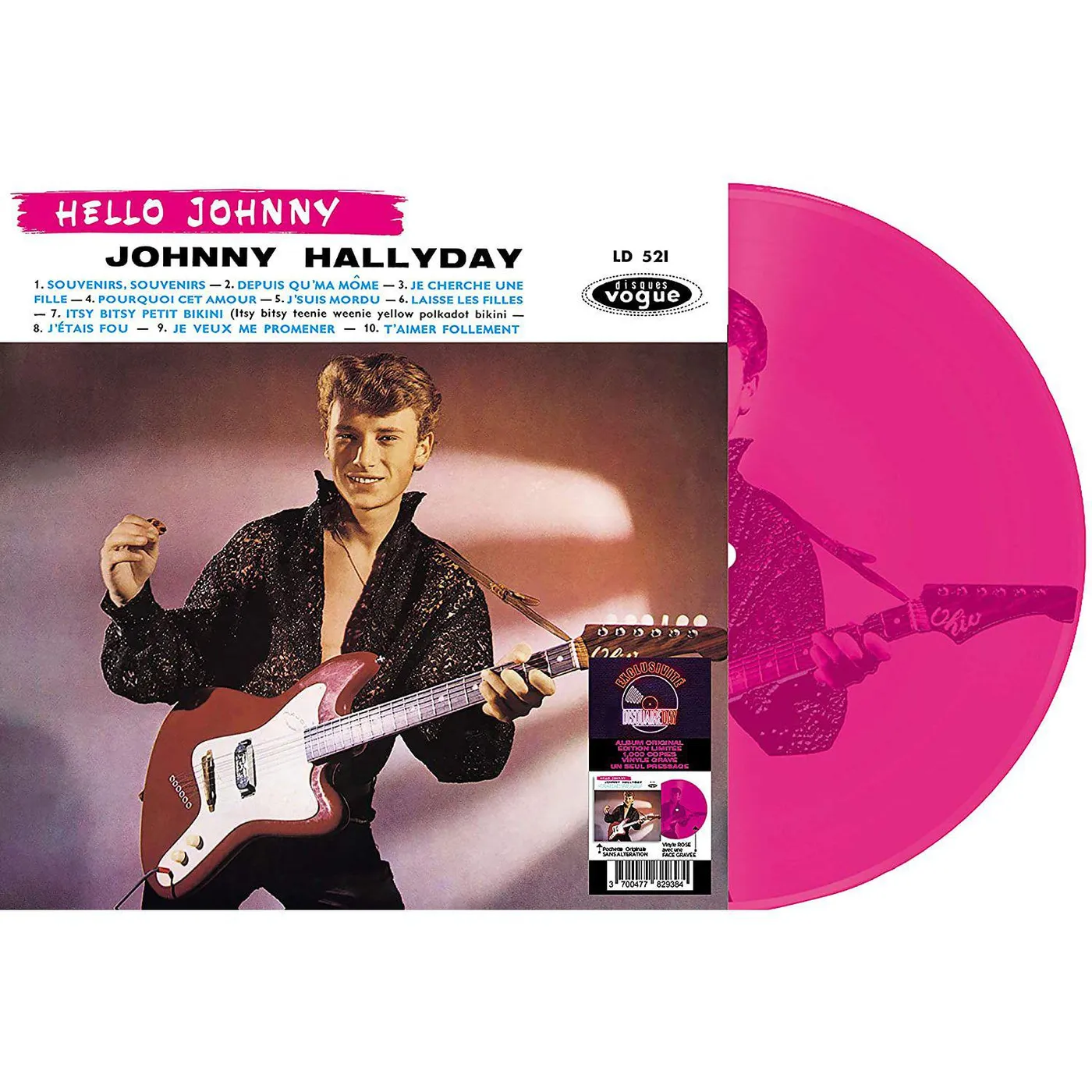 Johnny Hallyday HELLO JOHNNY GRAVE  (ETCHED PINK VINYL) Vinyl Record