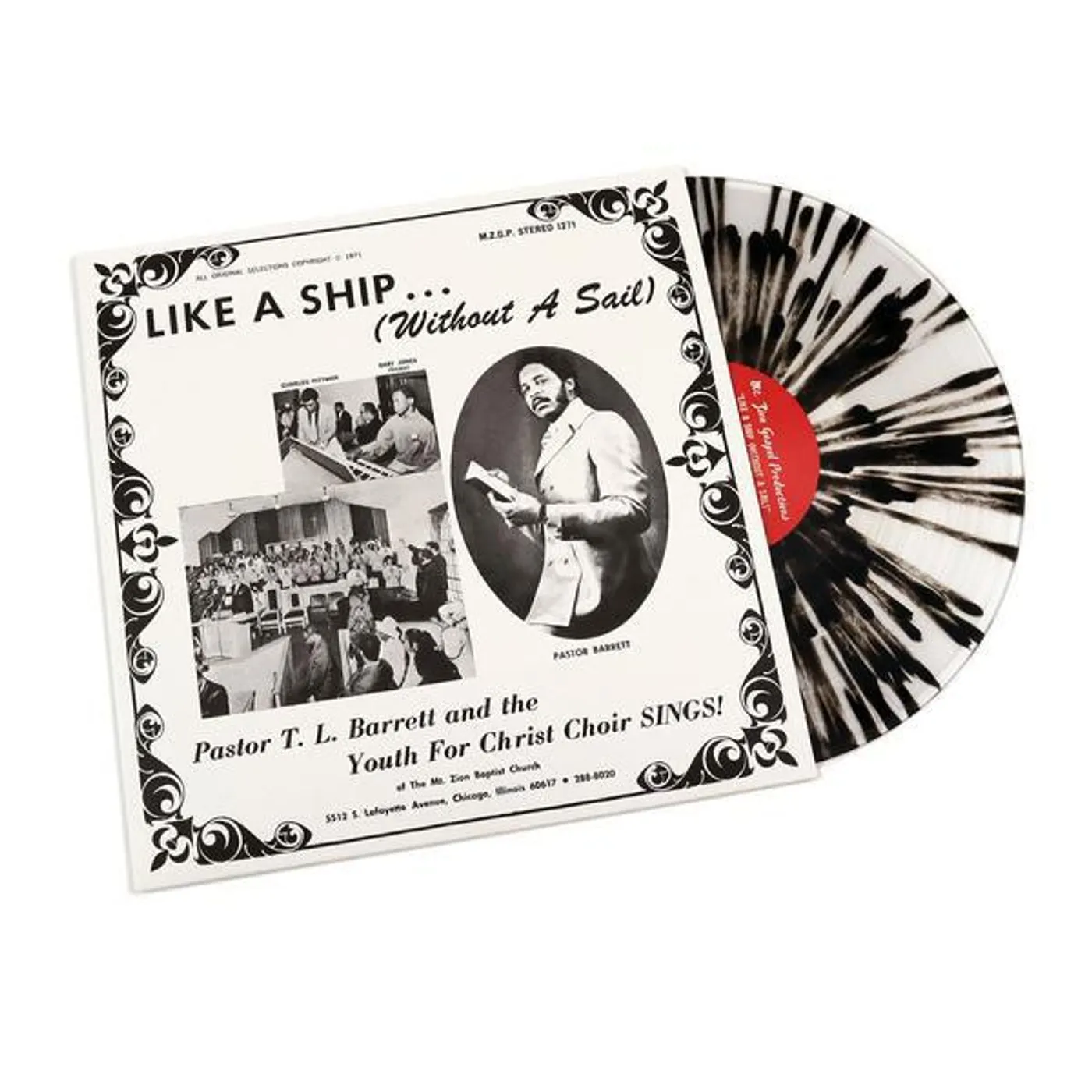 Pastor T.L. Barrett and the Youth for Christ Choir LIKE A SHIP (WITHOUT A SAIL) (CLEAR & BLACK SPLATTER VINYL) Vinyl Record
