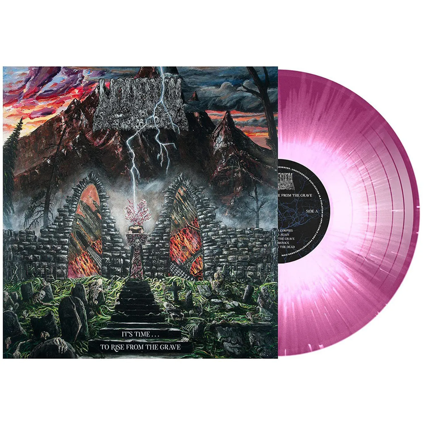 Undeath IT'S TIME...TO RISE FROM THE GRAVE (TRANSLUCENT PURPLE W/ WHITE SPLATTER VINYL) Vinyl Record