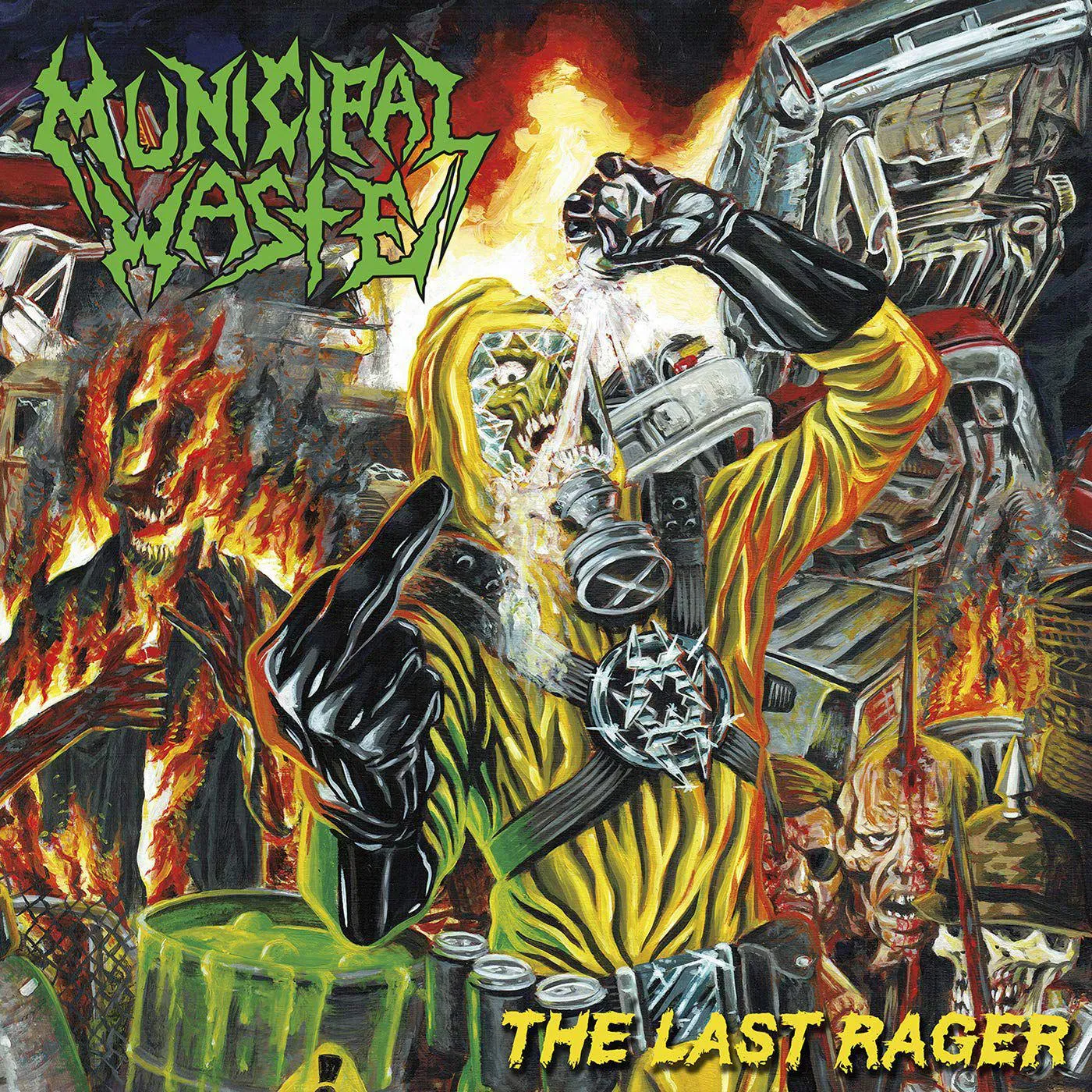Municipal Waste Last Rager (Yellow & Green Swirl Black Splatter) Vinyl Record