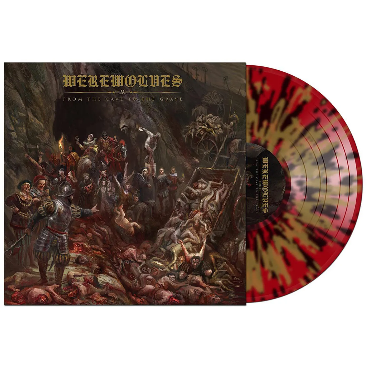 Werewolves From The Cave To The Grave (Red W/ Gold & Black Splatter Vinyl Record) 