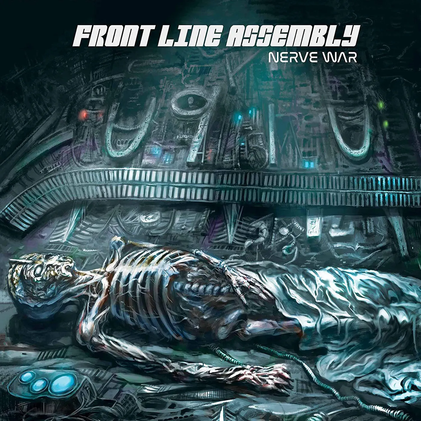 Front Line Assembly Nerve War (Blue/Black Splatter) Vinyl Record