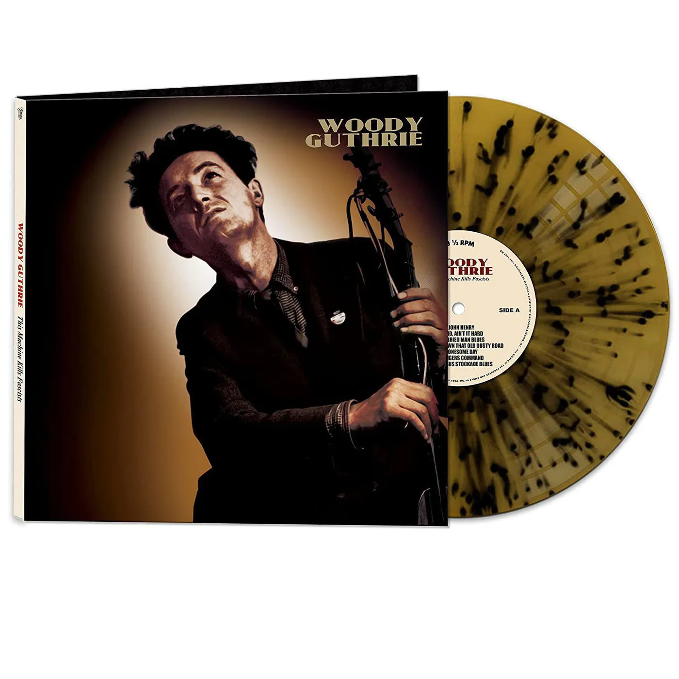 Woody Guthrie This Machine Kills Fascists - (Gold/Black Splatter) Vinyl Record