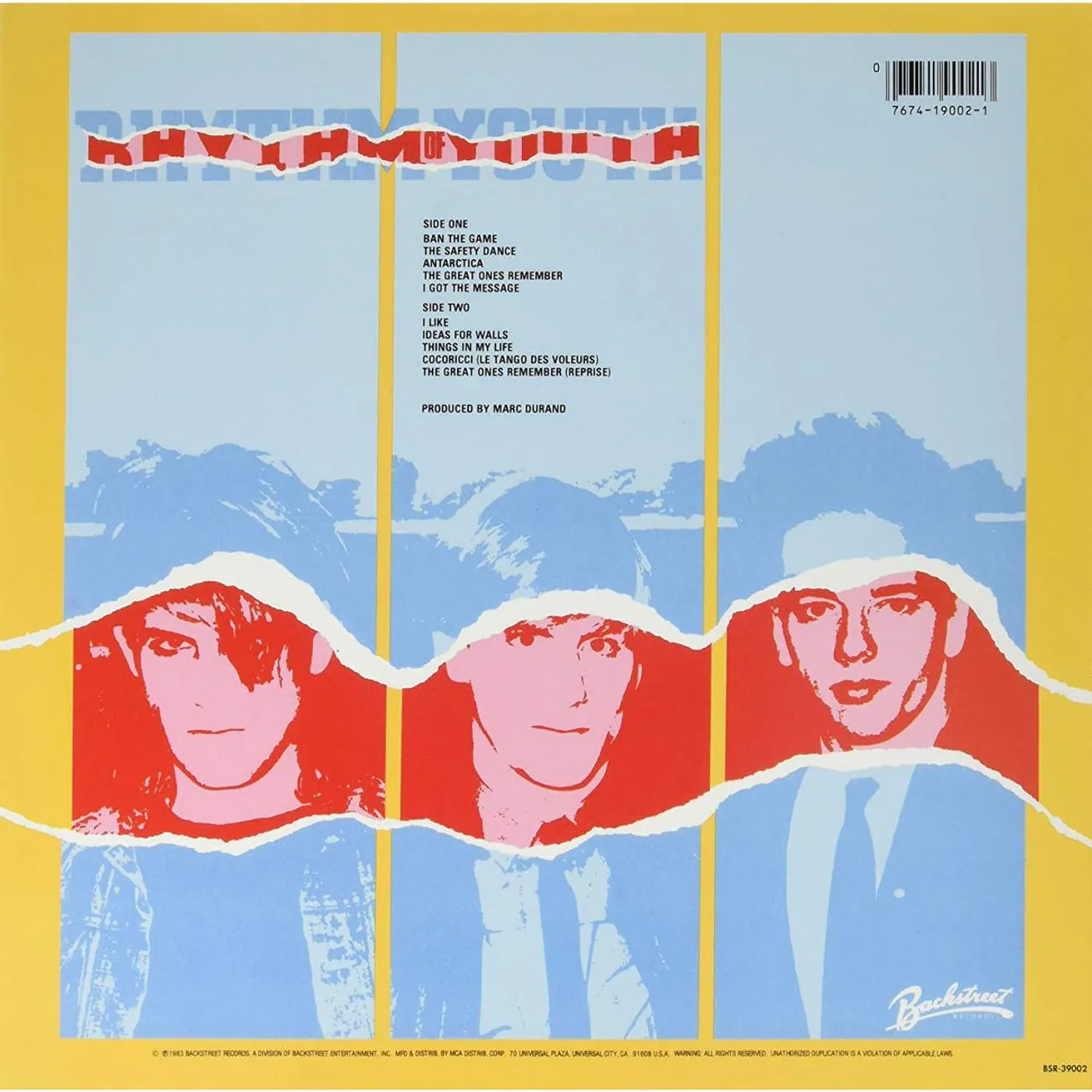 Men Without Hats RHYTHM OF YOUTH (SAFETY DANCE) Vinyl Record