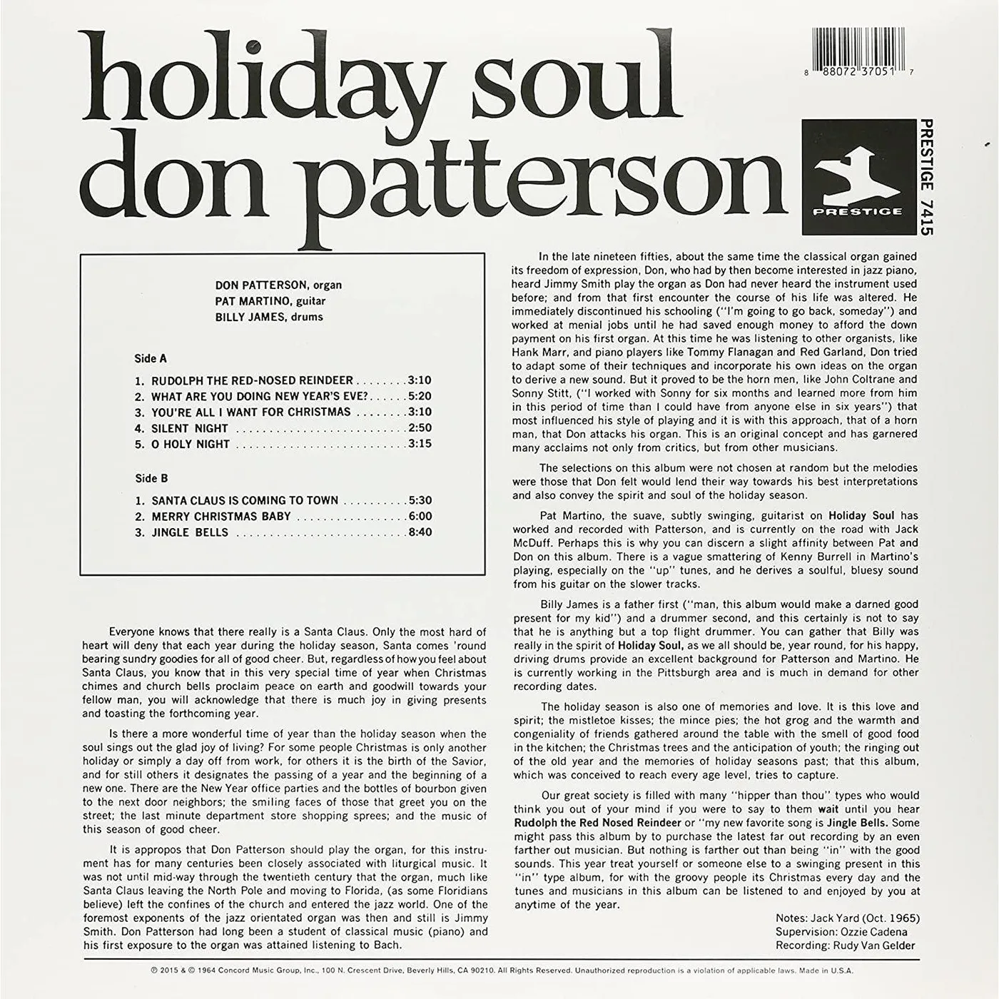 Don Patterson Holiday Soul Vinyl Record