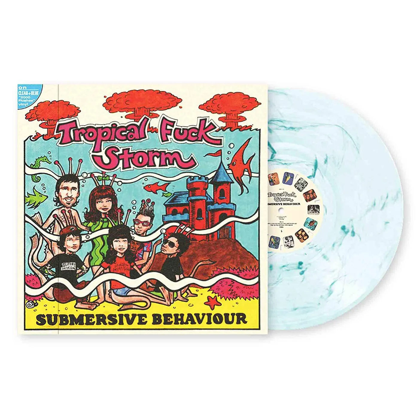 Tropical Fuck Storm Submersive Behaviour (Clear & Aqua Blue Smoke) Vinyl Record