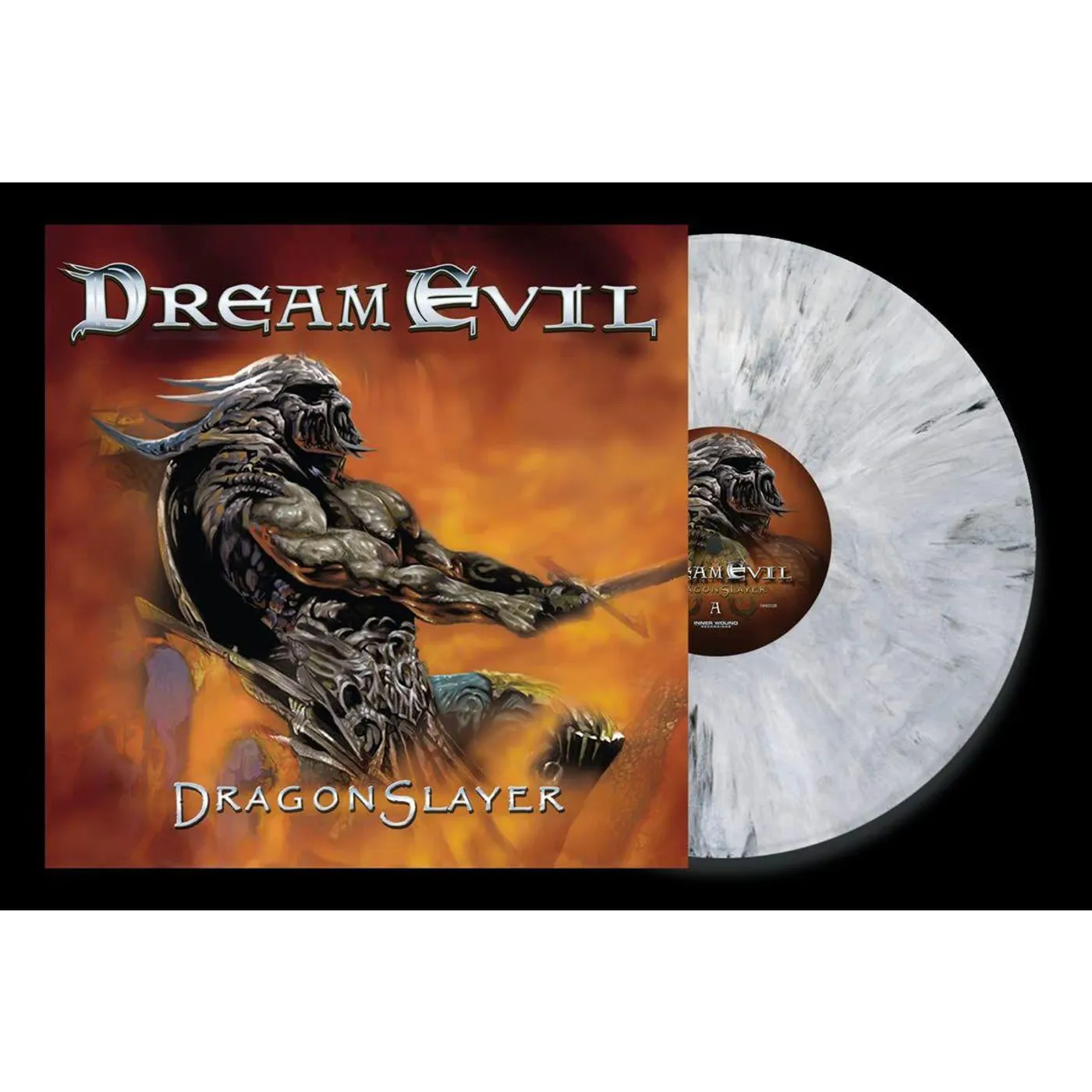 Dream Evil Dragonslayer (White/Black Marble) Vinyl Record
