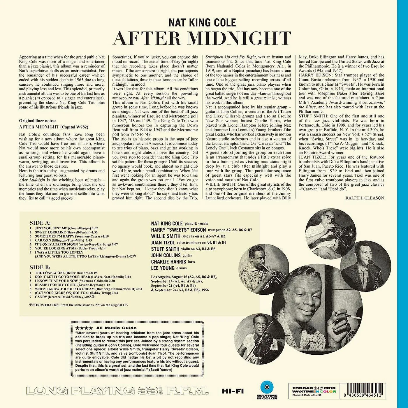 Nat King Cole AFTER MIDNIGHT - LIMITED EDITION IN TRANSPARENT BLUE COLORED VINYL Vinyl Record