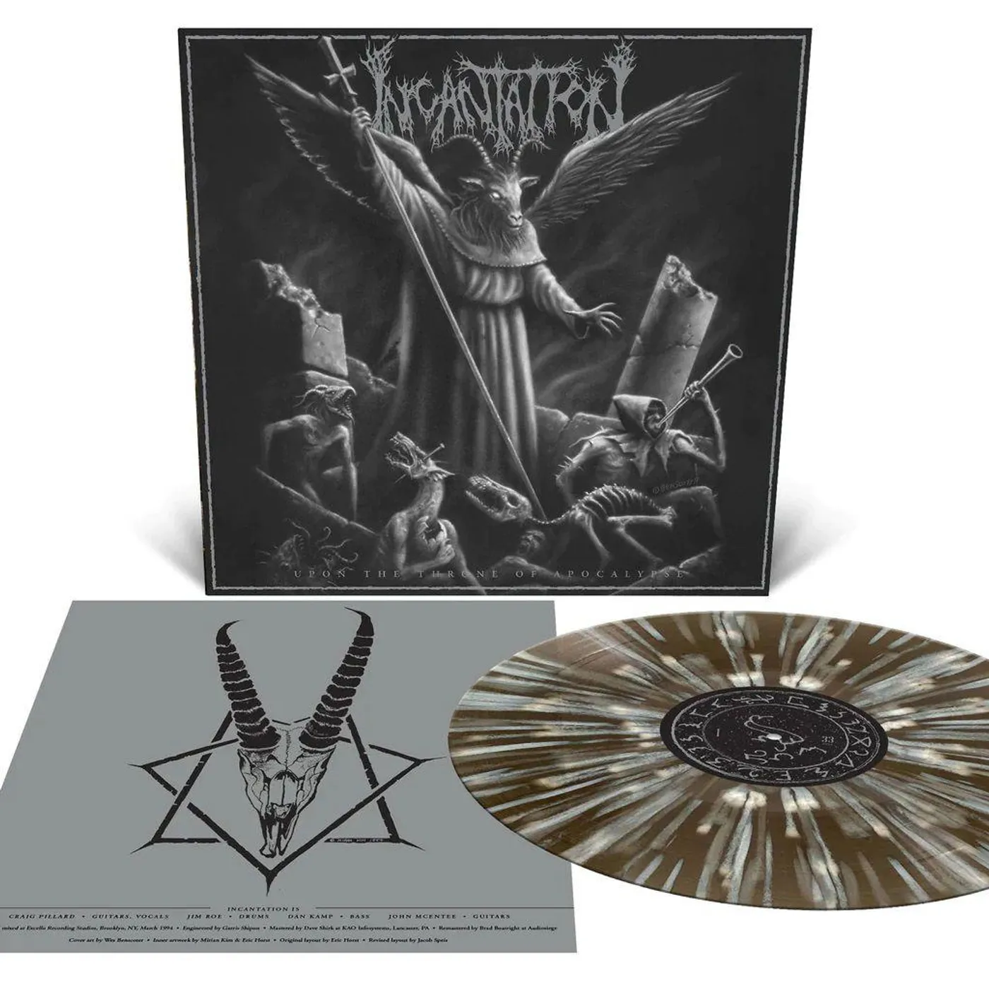 Incantation Upon The Throne Of Apocalypse (Reissue) (Black Ice With Silver & White Splatter) Vinyl Record