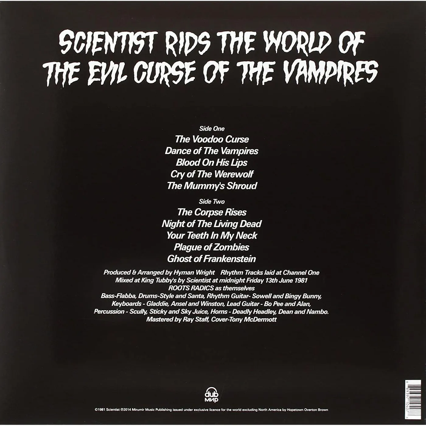 Scientist RIDS THE WORLD OF THE EVIL CURSE OF THE VAMPIRES Vinyl Record
