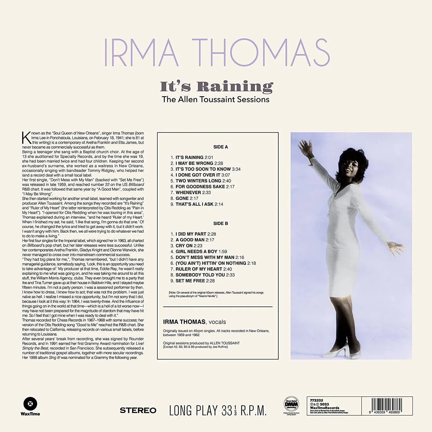 Irma Thomas It's Raining The Allen Toussaint Sessions Vinyl Record