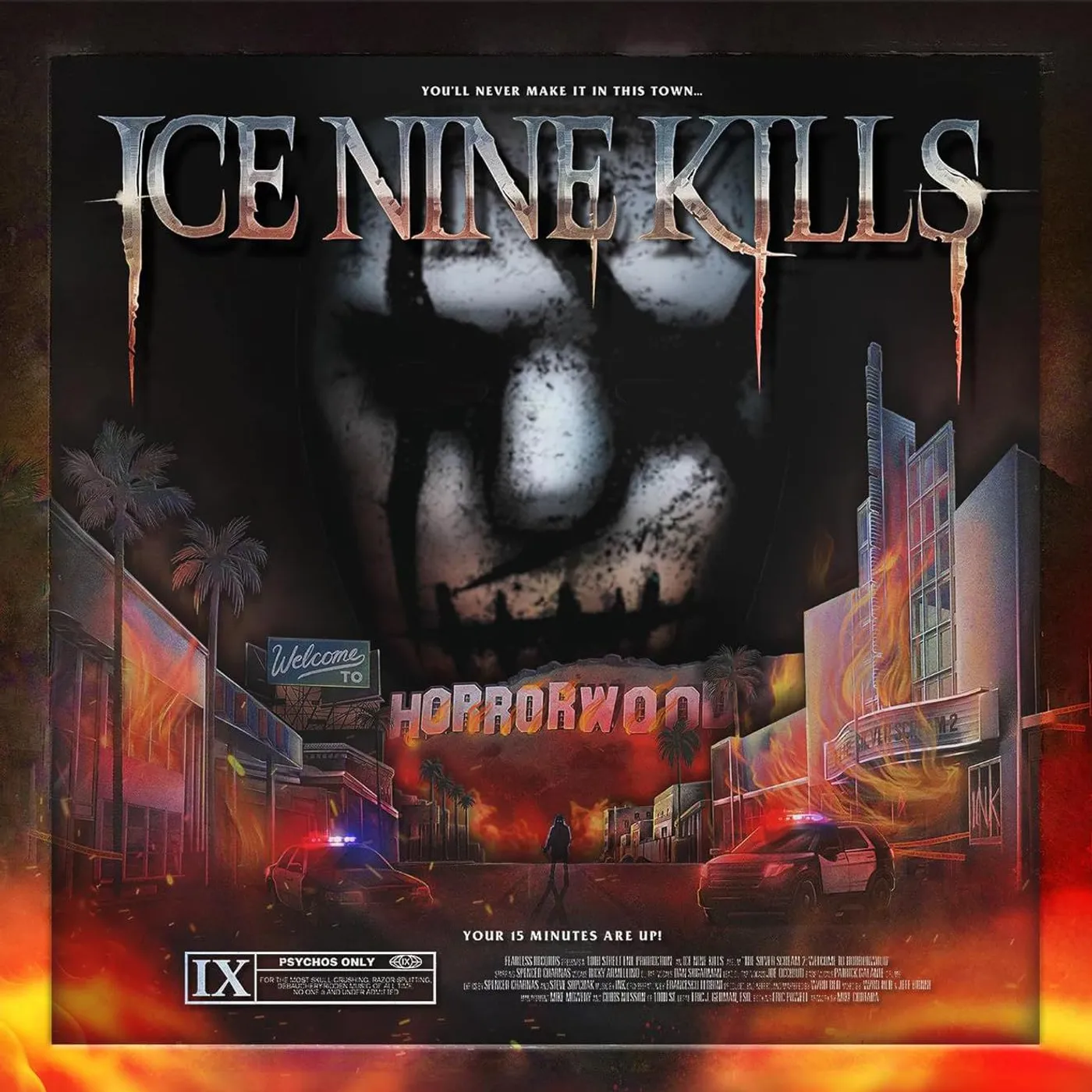Ice Nine Kills Welcome To Horrorwood: Under Fire (Red/White/Blue Swirl Vinyl/3LP) Vinyl Record
