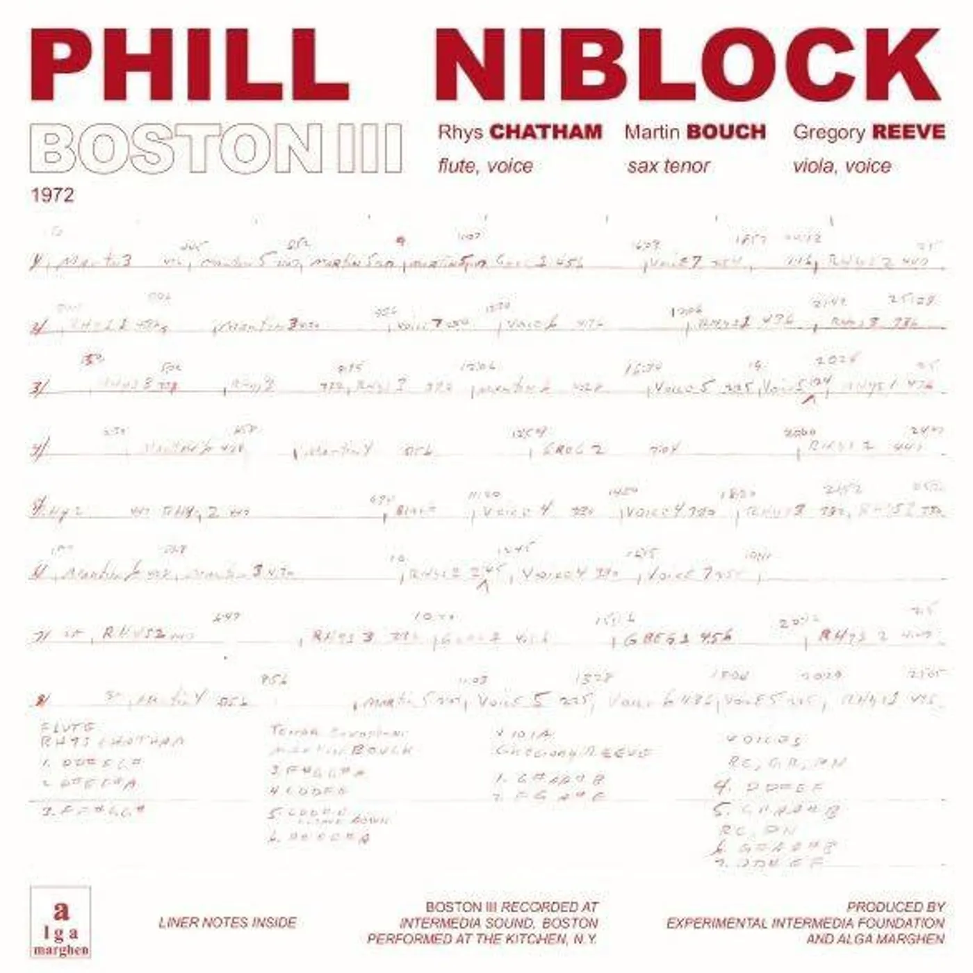 Phill Niblock Boston/Tenor/Index Vinyl Record