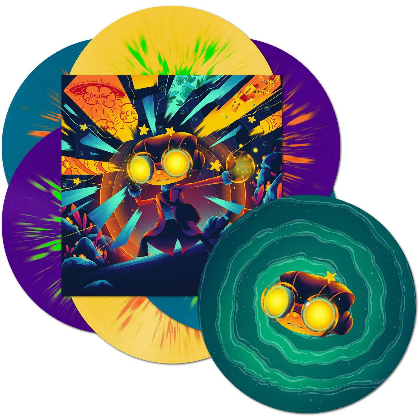 Peter McConnell Psychonauts 2 (6lp/Complete Edition Box Set/Psychedelic Green, Purple, & Yellow Splatter Vinyl)
