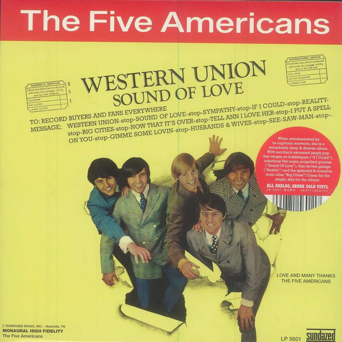 The Five Americans Western Union (RSD/Gold) Vinyl Record
