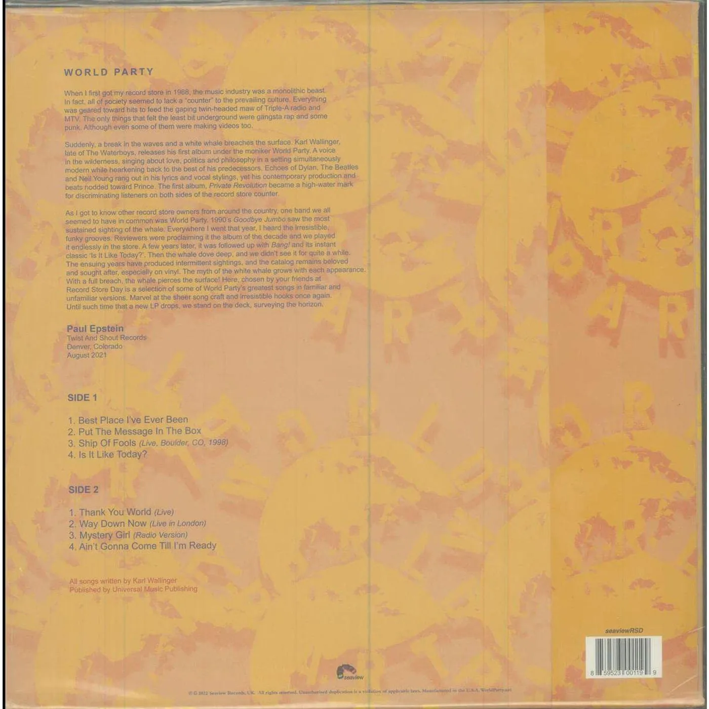 Seaview Records Presents: World Party Vinyl Record