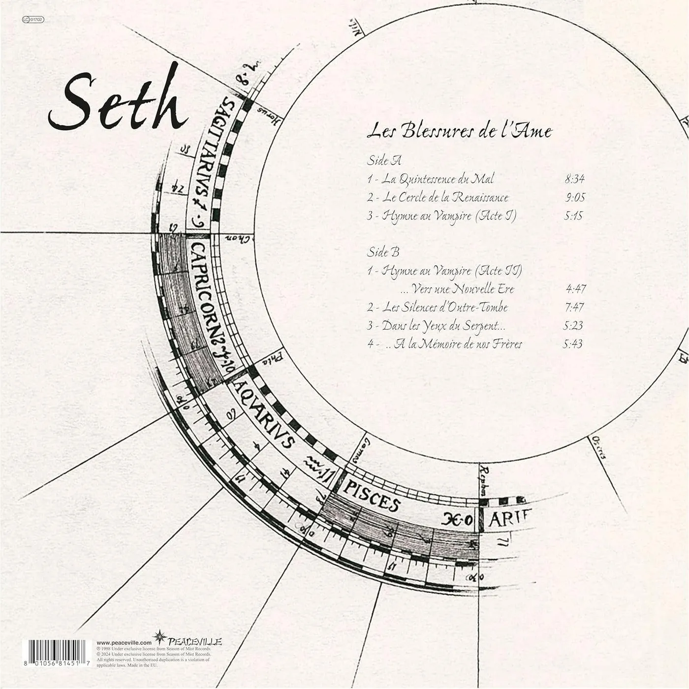 Seth Les Blessures De L'ame (Clear) Vinyl Record