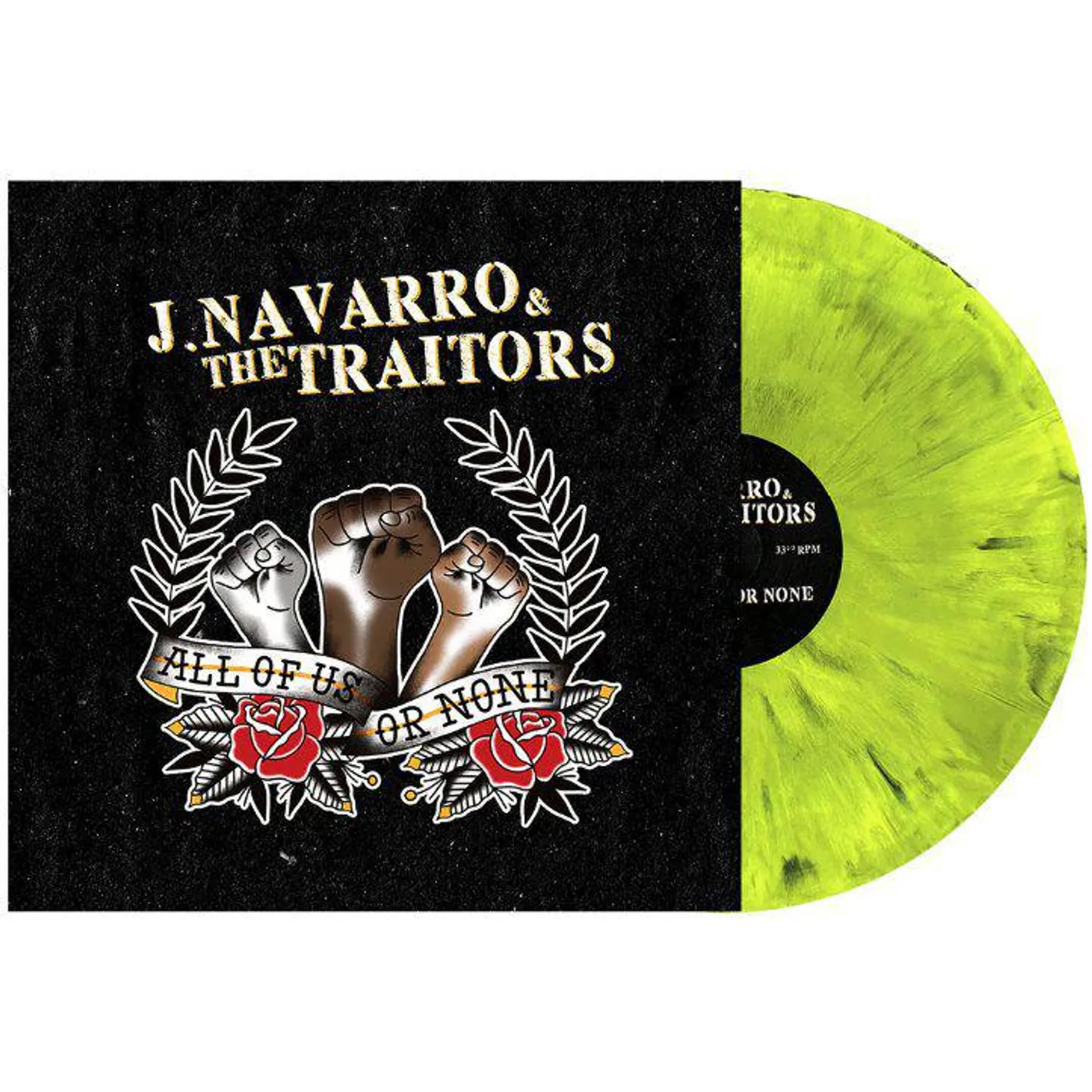 J Navarro & the Traitors All Of Us Or None (Black/Yellow Swirl) Vinyl Record