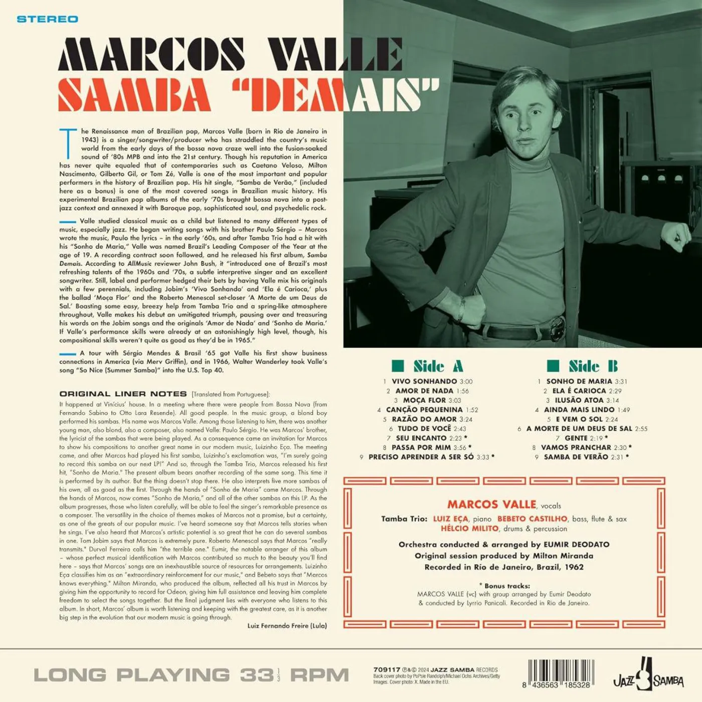 Marcos Valle SAMBA DEMAIS (LIMITED EDITION) Vinyl Record