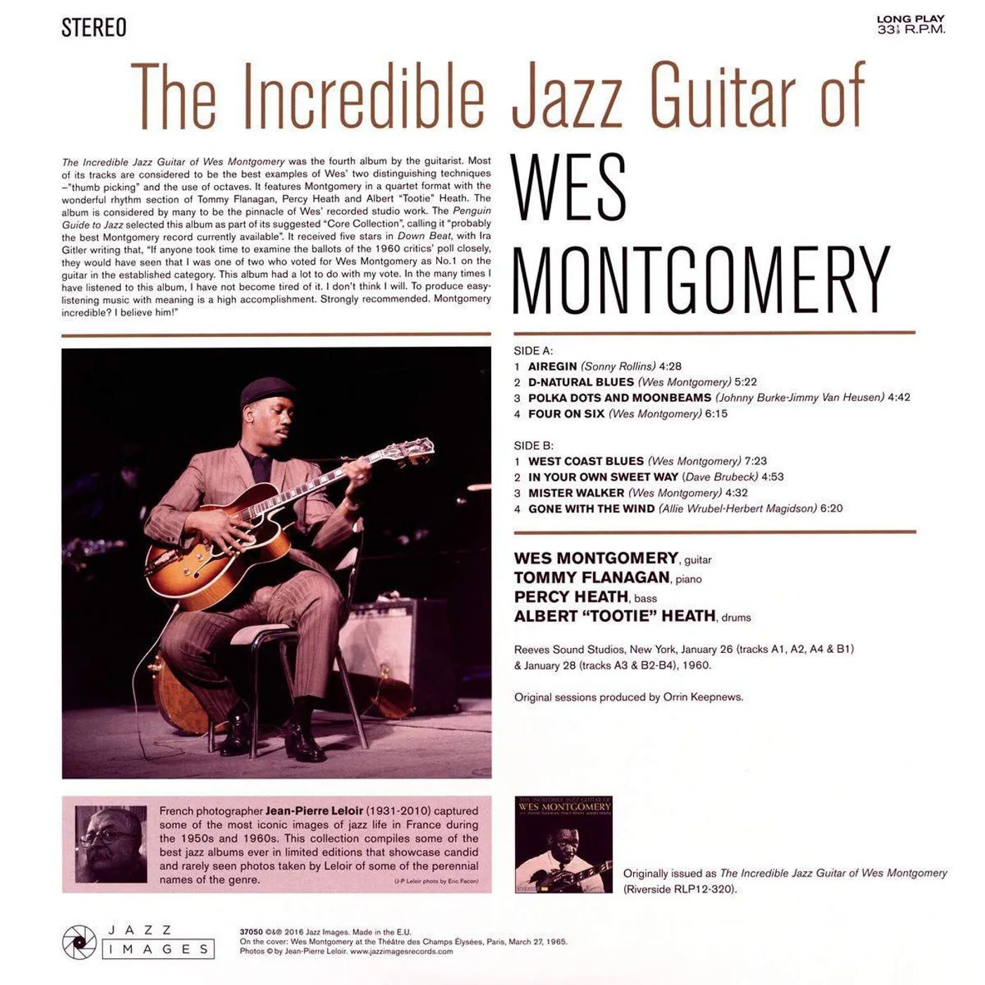 Incredible Jazz Guitar Of Wes Montgomery (Cover Photo By Jean-Pierre Leloir/Gatefold 180g Edition) Vinyl Record