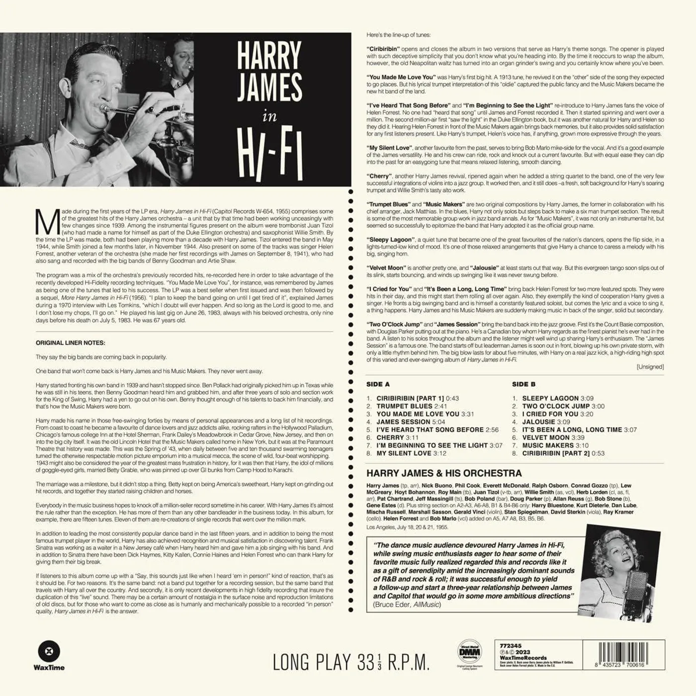 Harry James IN HI-FI Vinyl Record