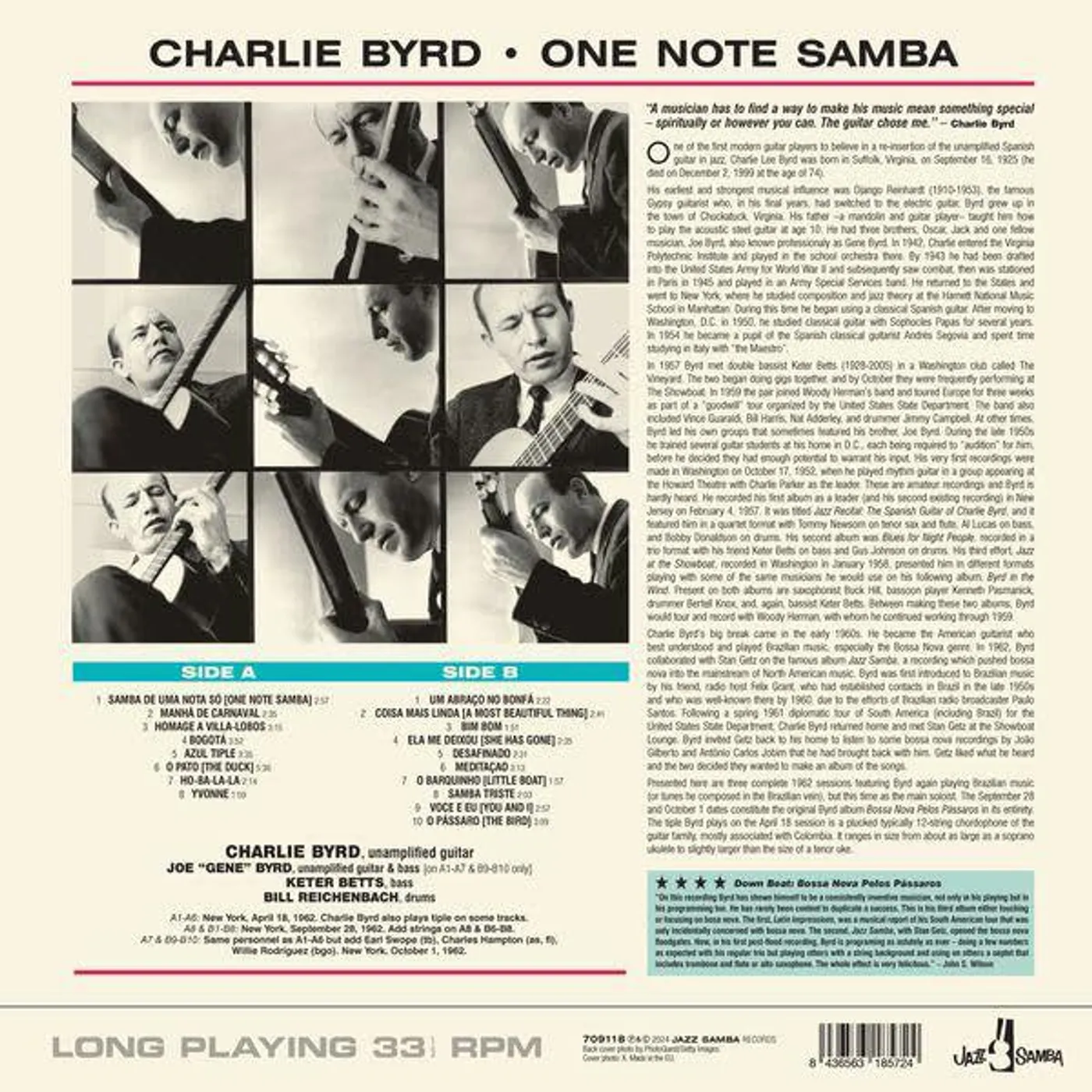 Charlie Byrd One Note Samba (Limited) Vinyl Record