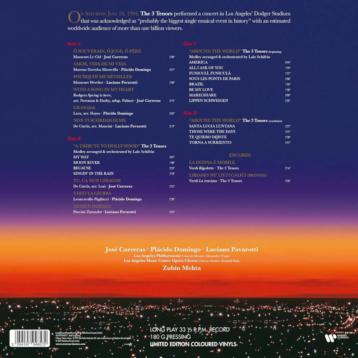 The Three Tenors IN CONCERT (2LP) Vinyl Record