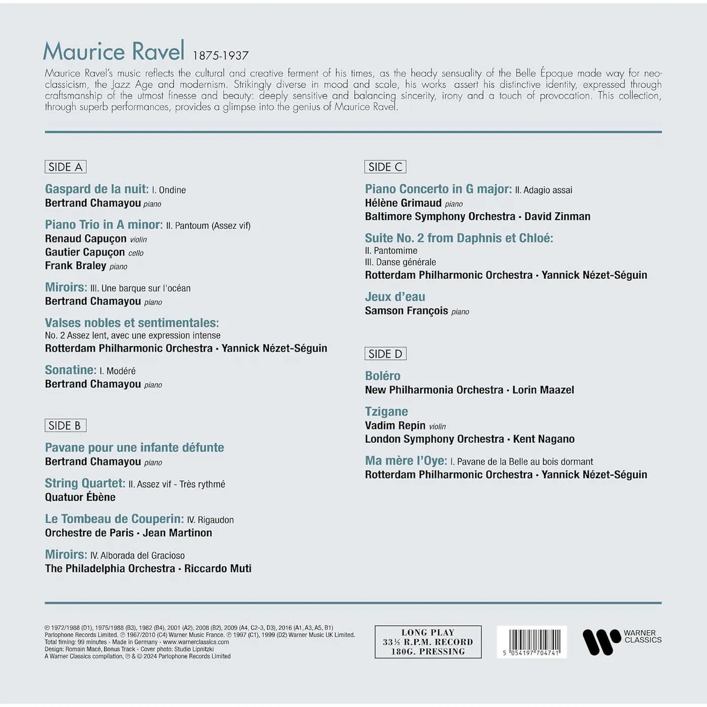 Maurice Ravel BEST OF RAVEL (2LP) Vinyl Record